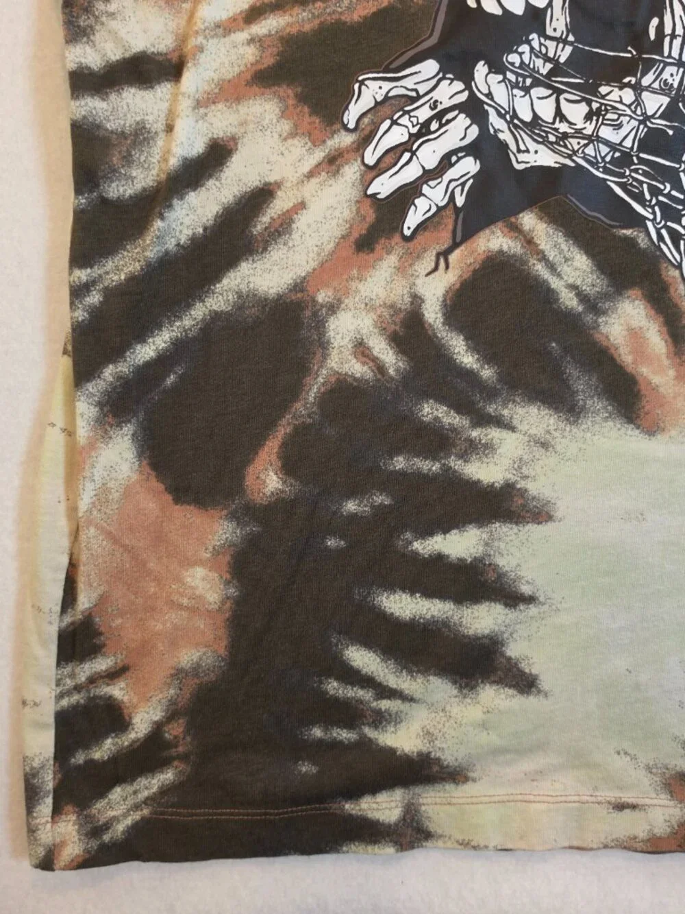 Nike Brown Tie Dye Skull Skeleton Graphic Tee Shirt Large